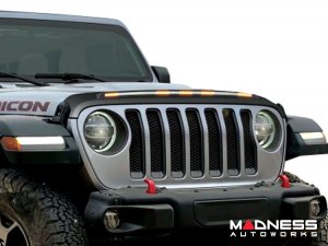 Jeep Wrangler JL Hood Shield - AVS Aeroskin - Low Profile w/ Lights - Black 